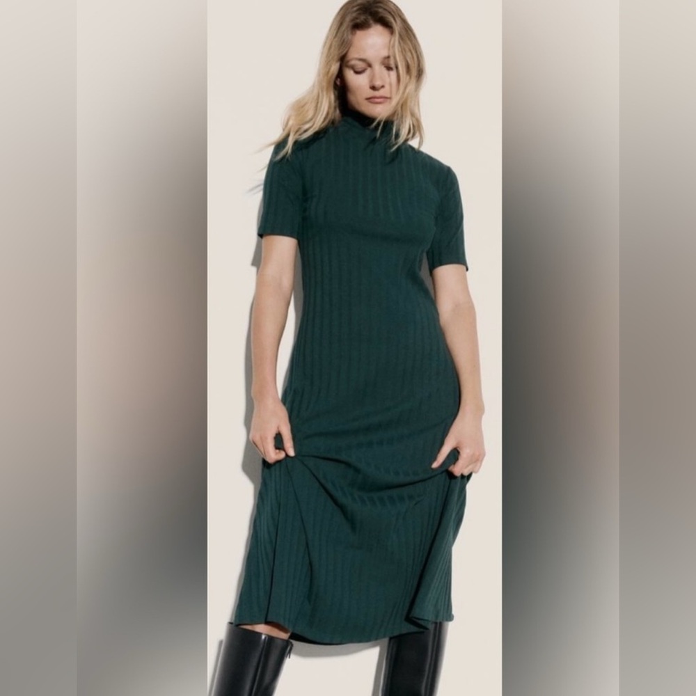 Zara wide ribbed mock dress